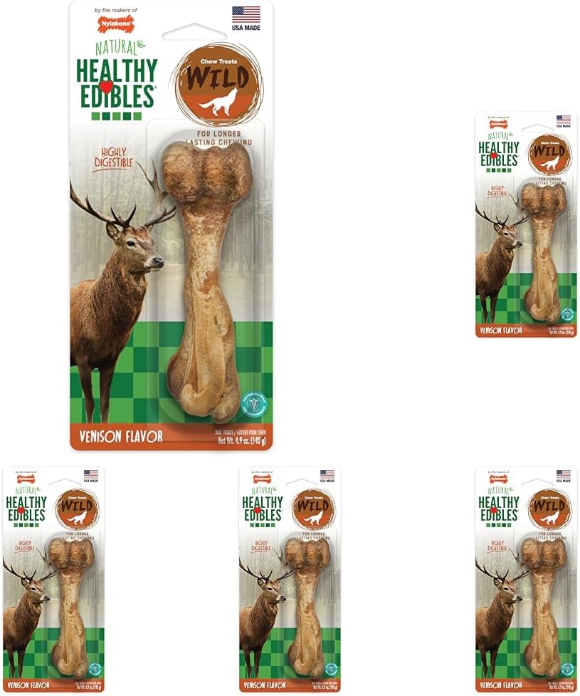 Nylabone Healthy Edibles WILD Natural Dog Chew Treats for Large Dogs, Long Lasting Dog Chew Bones Made in USA, Bison Flavor, For Dogs Up to 50 lbs. (1 Count) - Image 12