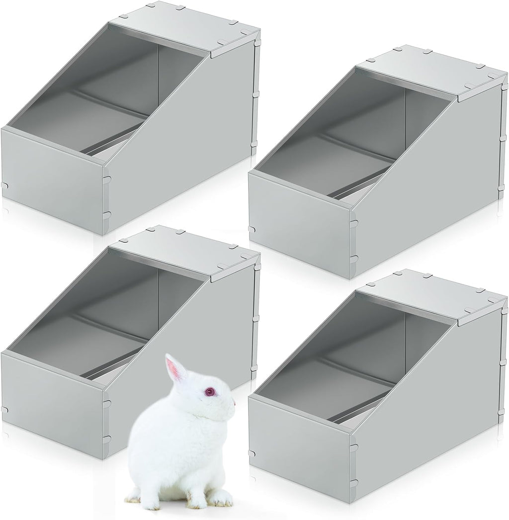 Maxcheck 4 Pcs Galvanized Metal Rabbit Nesting Box Bunny Small Animal Nest with Removable Acrylic Floor Durable Easy to Clean for Indoor Outdoor Use Rabbit Supplies (18.5 * 10.6 * 10 Inch) - Image 1