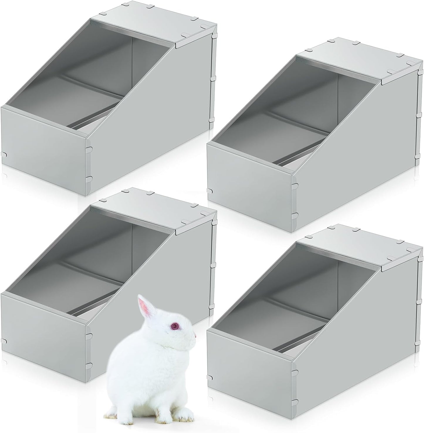 Maxcheck 4 Pcs Galvanized Metal Rabbit Nesting Box Bunny Small Animal Nest with Removable Acrylic Floor Durable Easy to Clean for Indoor Outdoor Use Rabbit Supplies (18.5 * 10.6 * 10 Inch) - Image 1