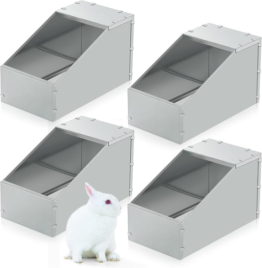 Maxcheck 4 Pcs Galvanized Metal Rabbit Nesting Box Bunny Small Animal Nest with Removable Acrylic Floor Durable Easy to Clean for Indoor Outdoor Use Rabbit Supplies (18.5 * 10.6 * 10 Inch) - Image 1