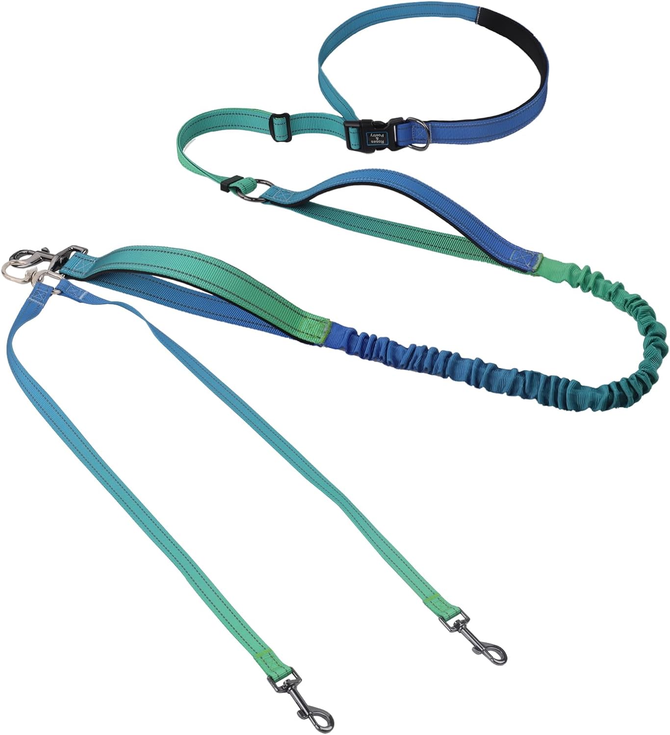 Roses&Poetry Hands Free Double Dog Leash for Two Dogs, 9-11ft Adjustable Bungee Walking Waist Lead, Dual Dog Leash with Tangle-Free Swivel for Medium Large Dogs Heavy Duty Running(Violet) - Image 10