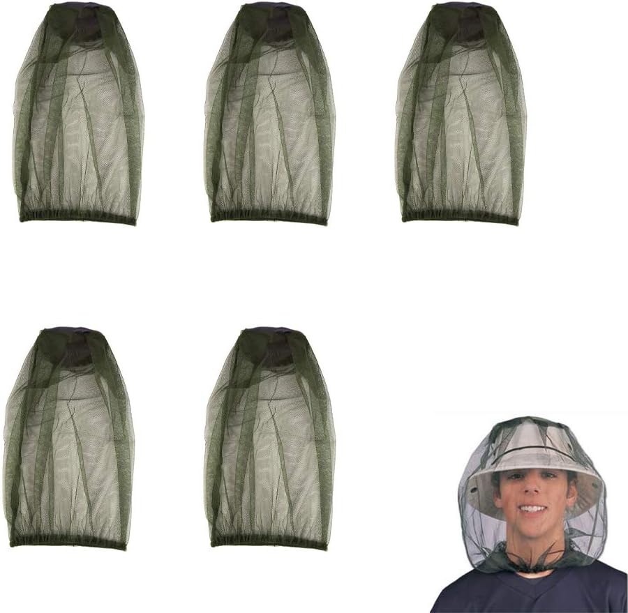 Karlor 5 Pack Premium Mosquito Head Net Mesh Hat front view