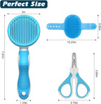 Comotech professional indoor cat shedding toolset arranged neatly on a flat surface.