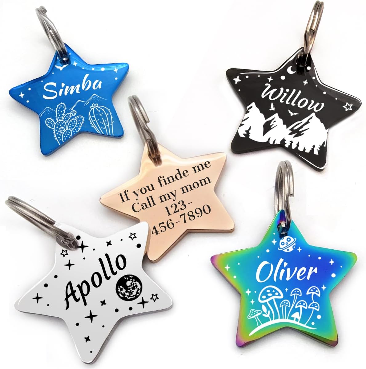Personalized Dog Tags and Cat Tags, Stainless Steel Pet ID Tags, Collar Charm Engraved on Both Sides, up to 4 Lines of Custom Text, Various Patterns and Colors Options (Butterfly) - Image 11