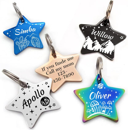 Personalized Dog Tags and Cat Tags, Stainless Steel Pet ID Tags, Collar Charm Engraved on Both Sides, up to 4 Lines of Custom Text, Various Patterns and Colors Options (Butterfly) - Image 11
