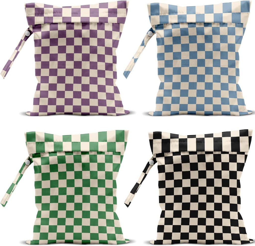 Vbcvbgfh 4 pack waterproof wet dry bag front view colorful checkered pattern