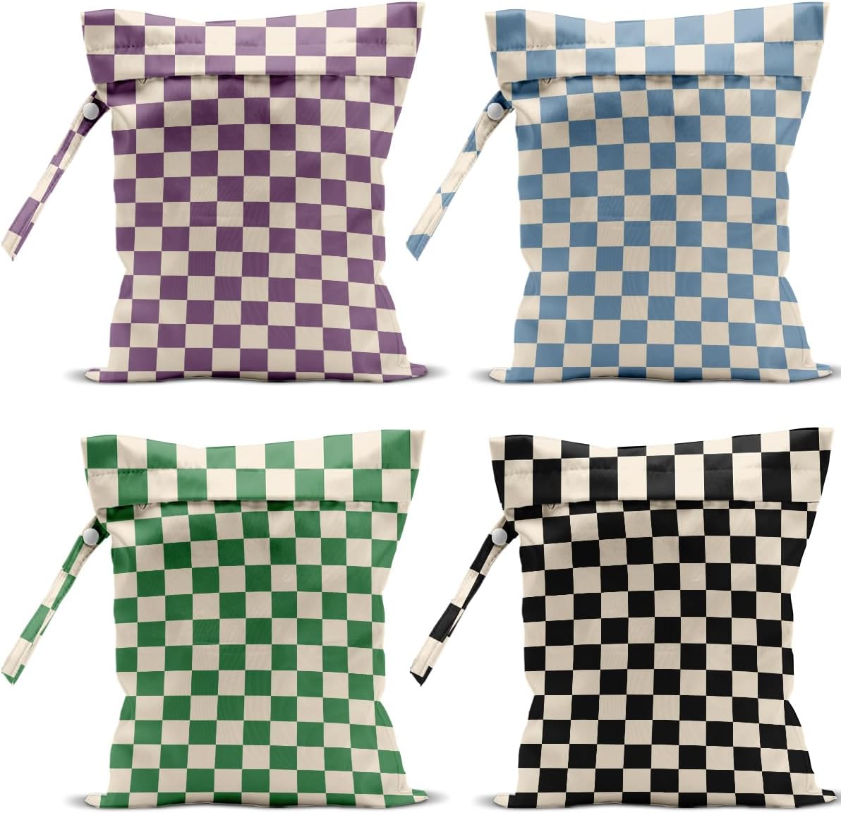 Vbcvbgfh 4 pack waterproof wet dry bag front view colorful checkered pattern