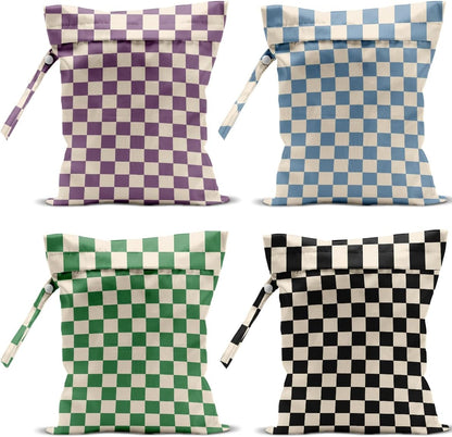 Vbcvbgfh 4 pack waterproof wet dry bag front view colorful checkered pattern