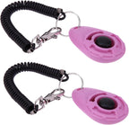 YLiiii 2 piece pink dog training clicker front view positive reinforcement pet gear