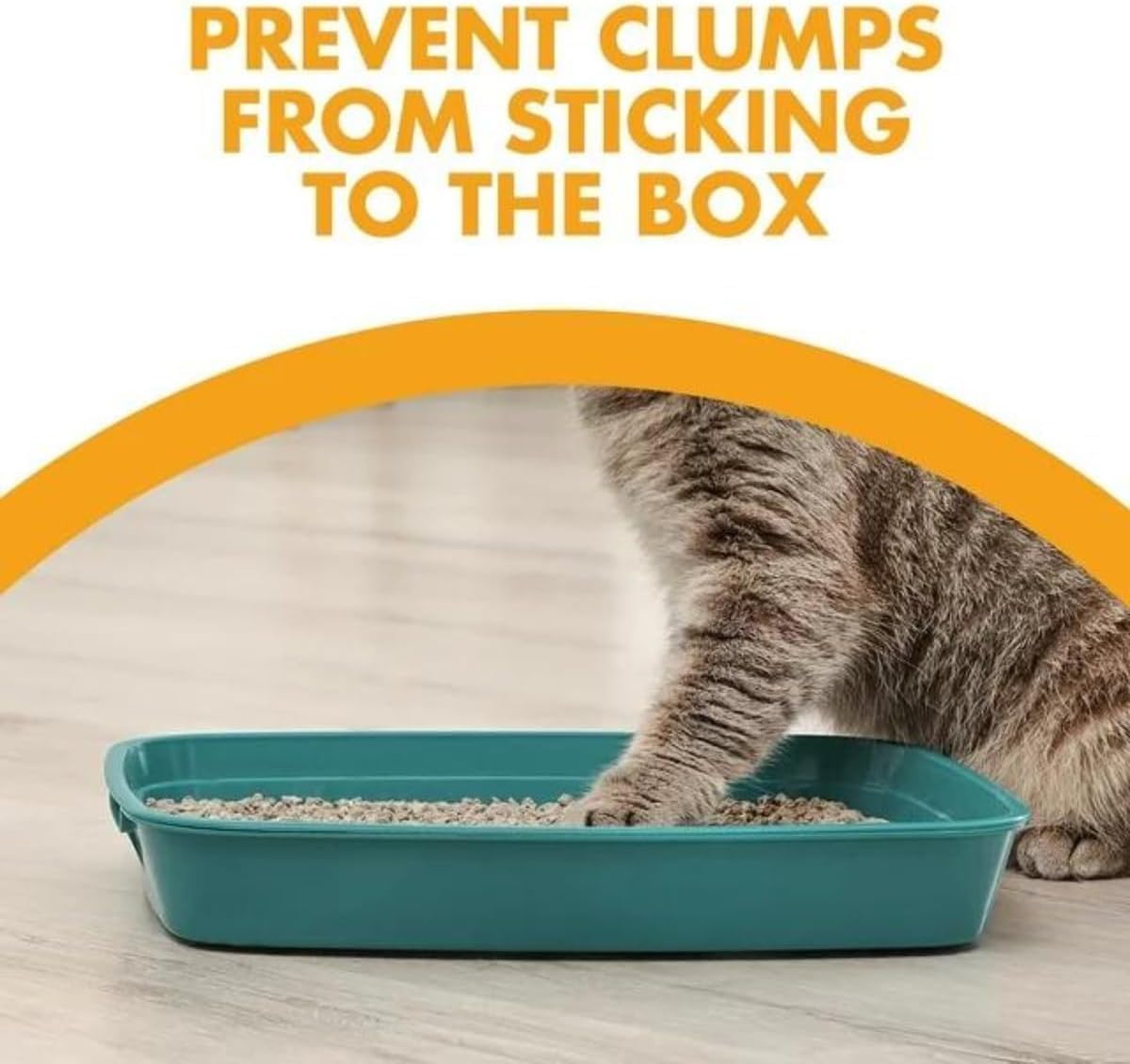 An open box of PURPUR double duty cat litter deodorizer next to a clean litter scoop.