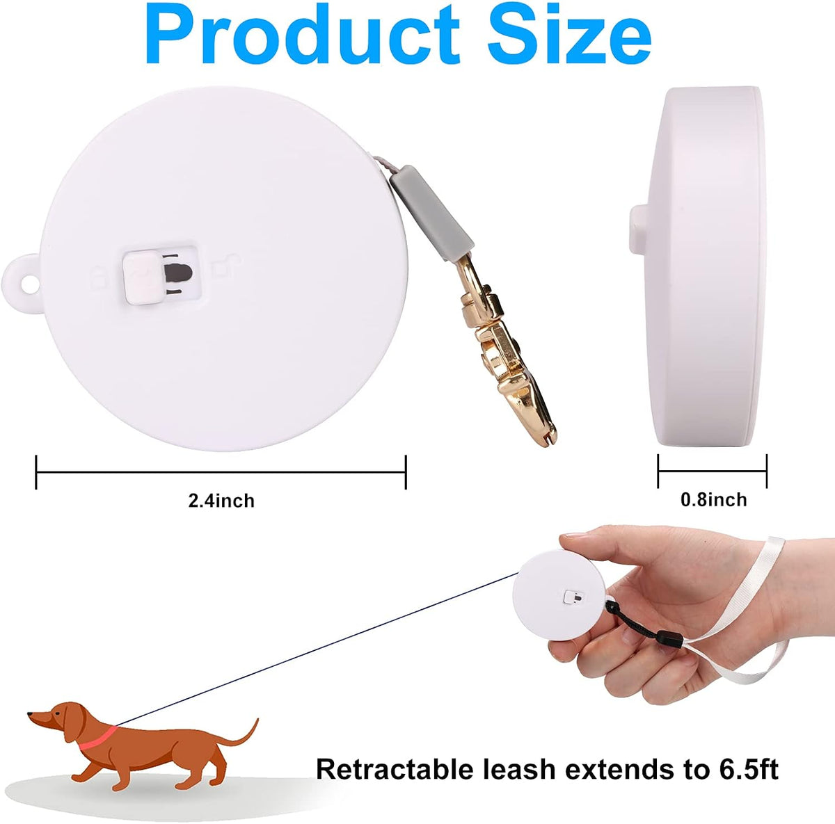 Cugbcug retractable pet leash with wrist strap