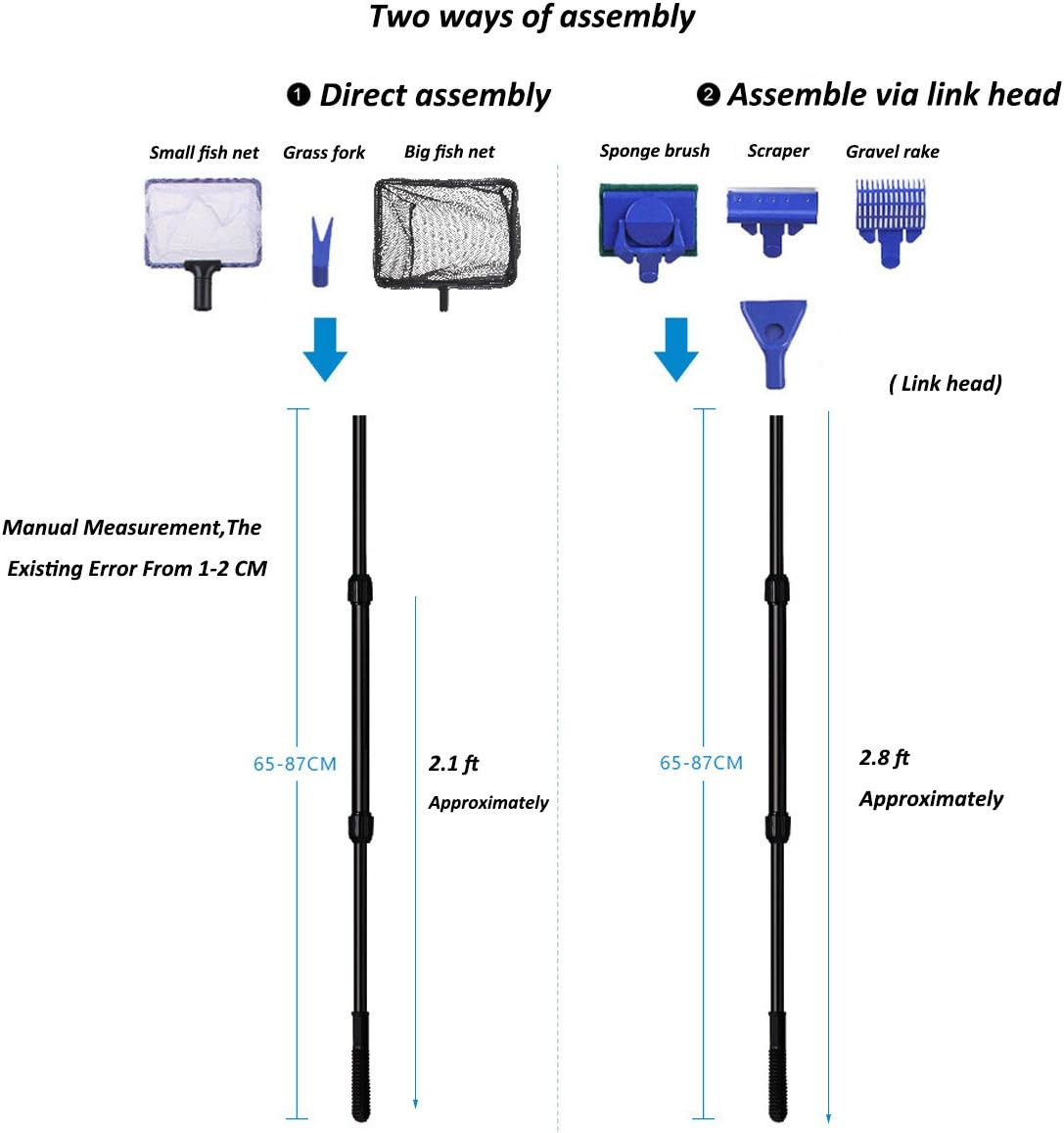 Gravel rake and plant fork tools for complete aquarium substrate maintenance