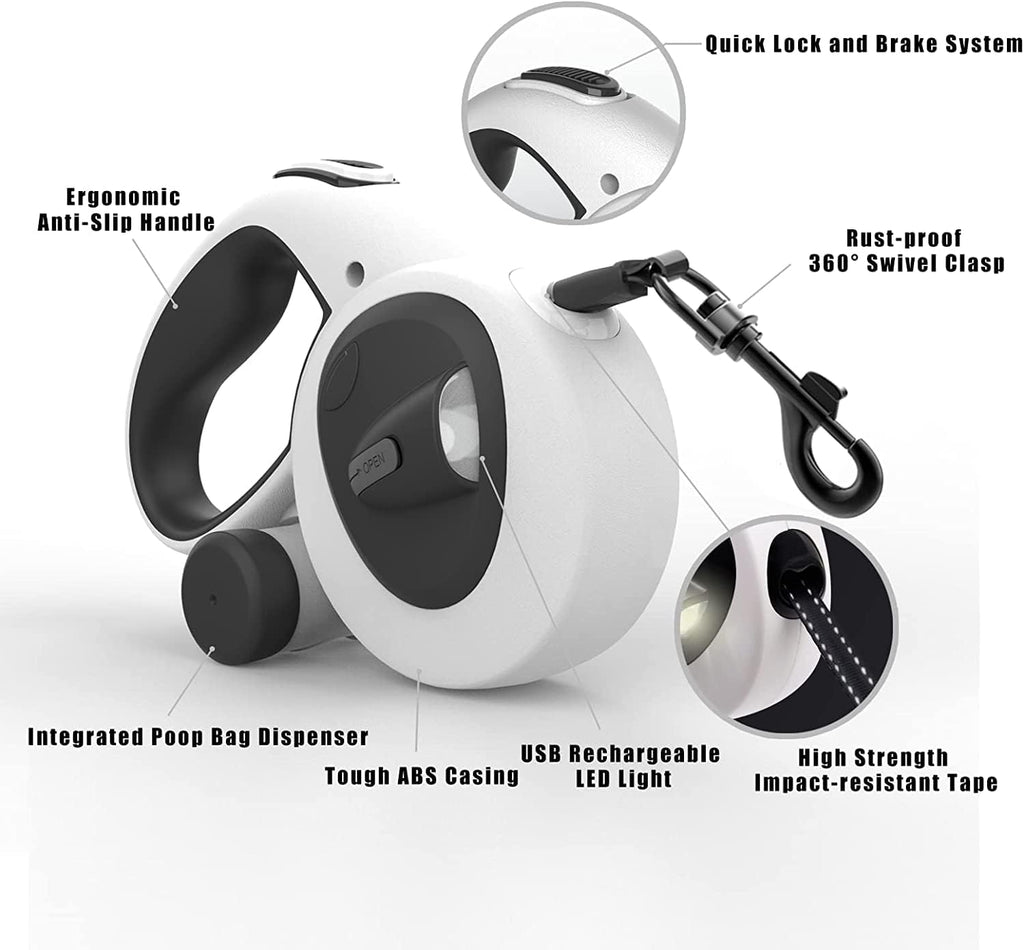 HCY&WLD dog leash showing integrated LED light