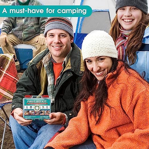General Medi first aid kit placed next to camping gear for outdoor preparedness