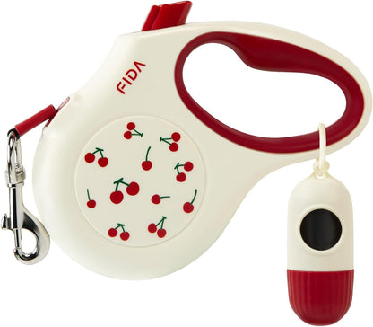 Fida Retractable Dog Leash for Small Breed up to 26 lbs, 16 ft Pet Walking Leash with Dispenser and Poop Bags, Anti-Slip Handle, Reflective Strong Nylon Tape, One-Handed Brake (S, White & Pink) - Image 14