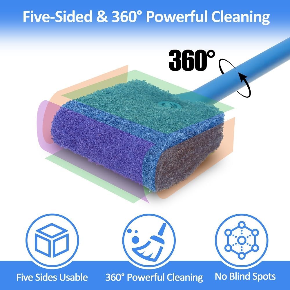 Novique algae scraper angled view highlighting the ergonomic 45-degree handle bend.