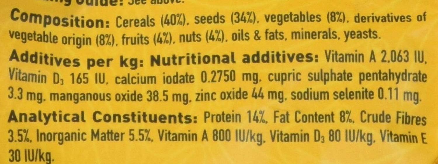 Premium clean bird food mixture without shells for zero waste feeding
