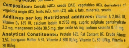 Premium clean bird food mixture without shells for zero waste feeding
