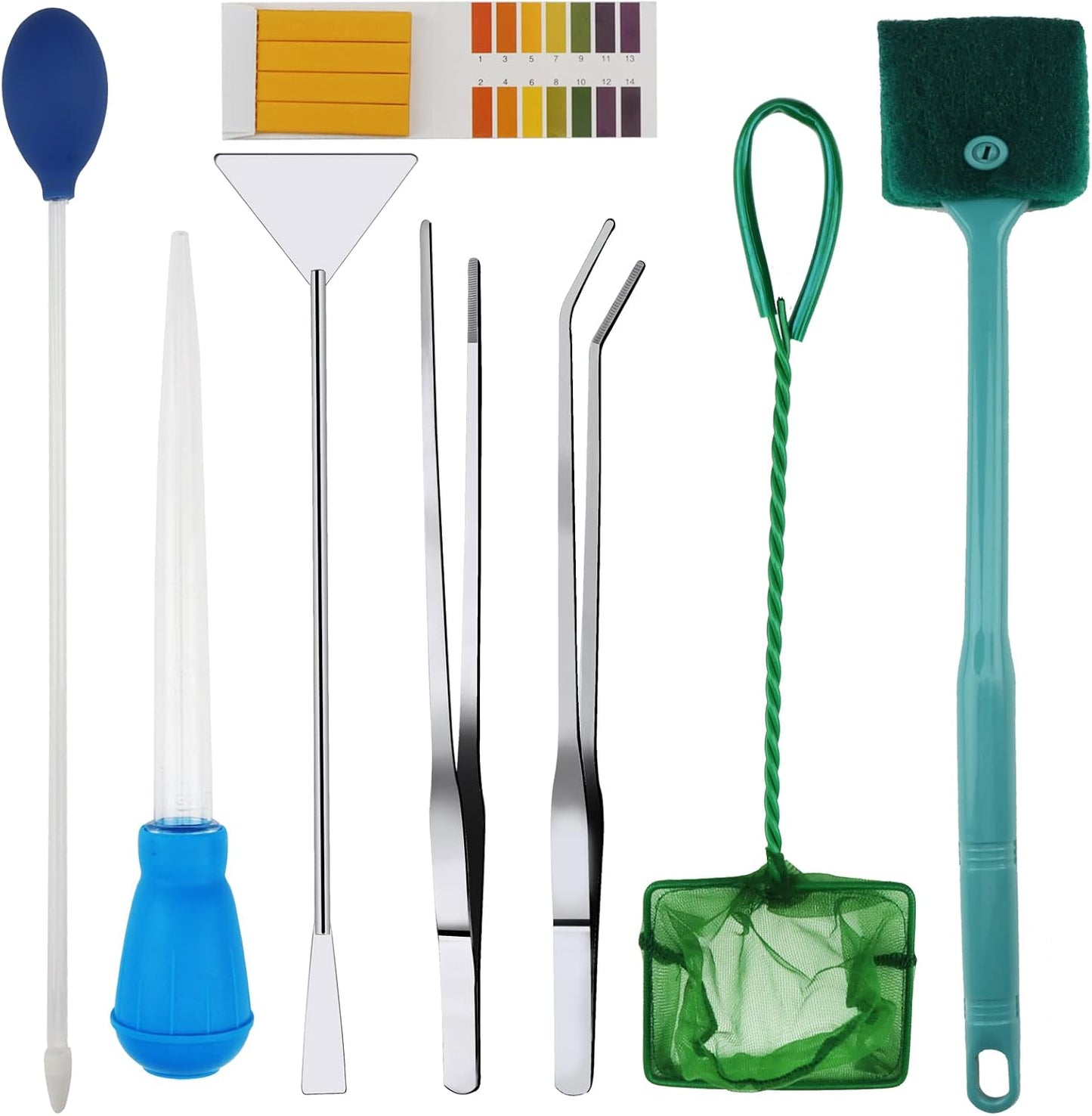 Full setup of the imported premium six piece fish tank maintenance tool set.