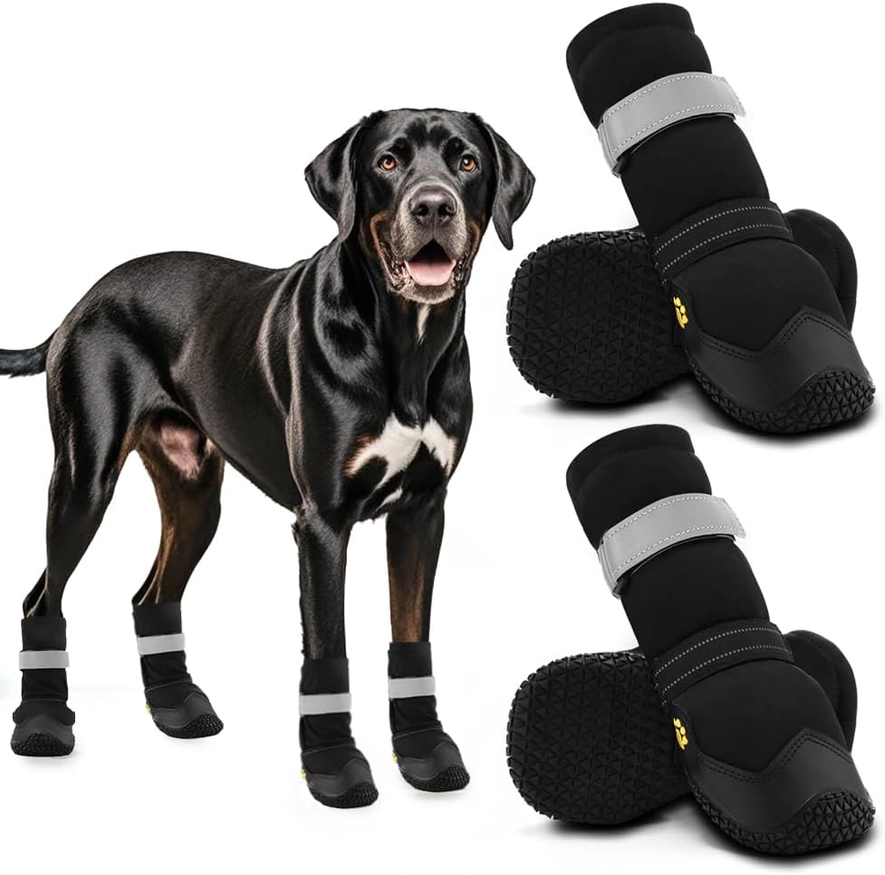 Hcpet Dog Shoes for Dogs, Dog Booties for Dogs, Anti-Slip Dog Boots & Paw Protectors for Hot Pavement Winter Snow Hiking with Reflective Straps Khaki Size 6, 4PCS - Image 13