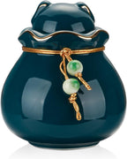 SOITIS Pet Memorial Urn for Cat or Dog Ashes - 3.54"x3.15" Elegant Ceramic Keepsake Holder with Pet-Shaped Lid & Gold Trim, Small Cyan Urn for Pet Ashes Portable Size Urns - Image 15