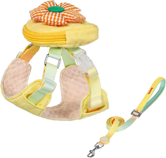 Touchdog small dog backpack harness in chamomile yellow front view