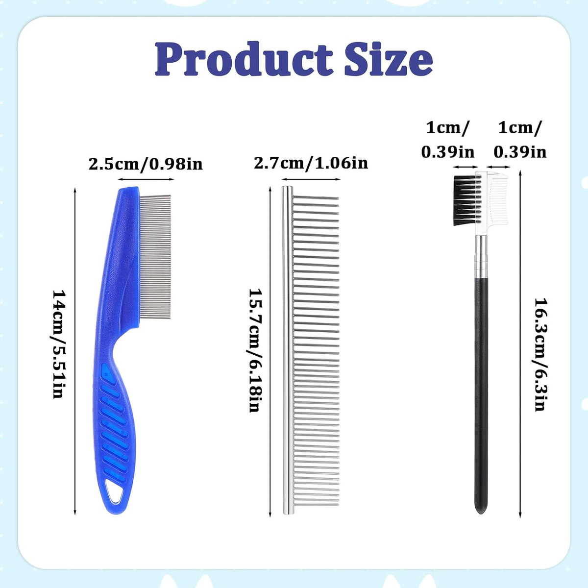 Close up of the double sided fine teeth flea and lice removal tool for dogs and cats.