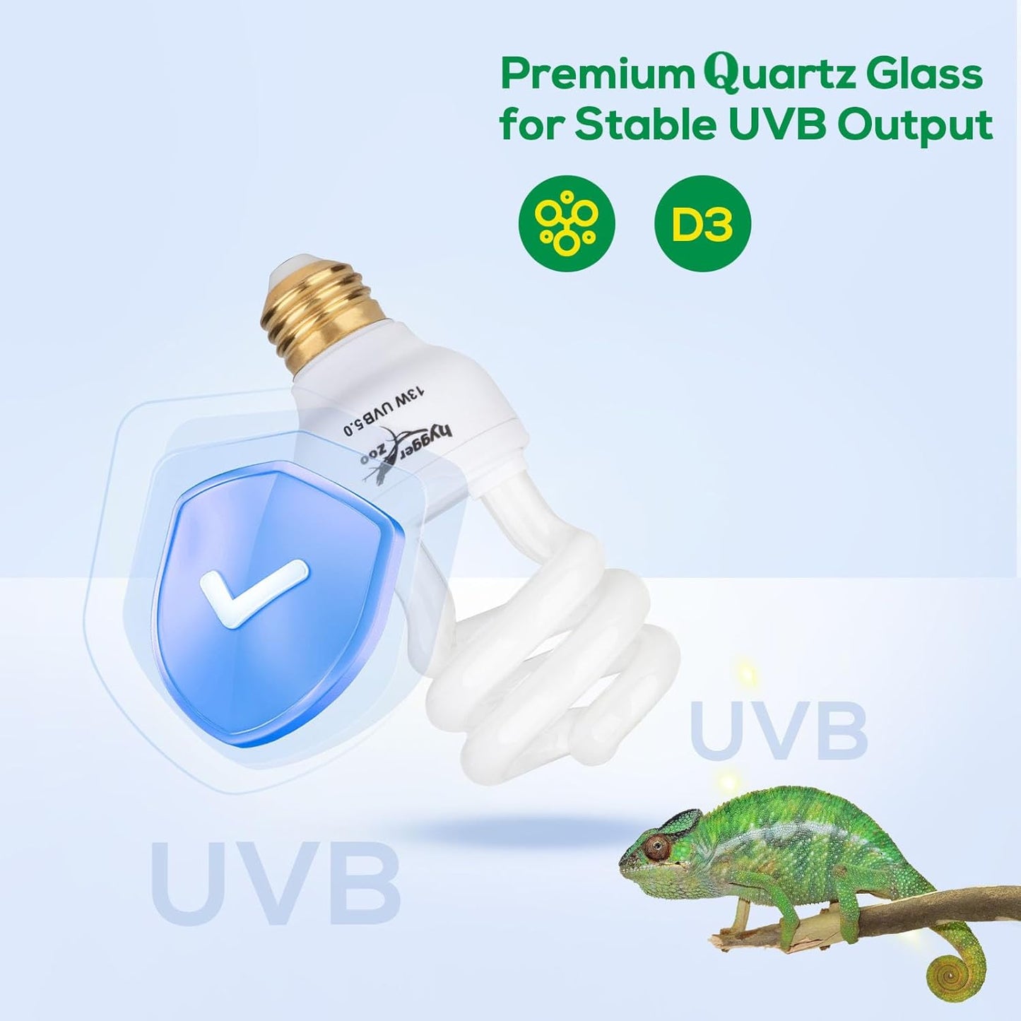 Hygger Zoo 5.0 reptile bulb showing natural sunlight spectrum simulation
