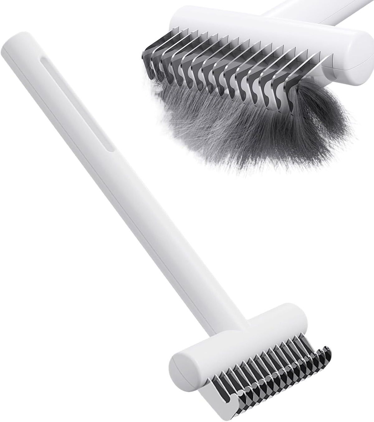 Handheld pet hair removal rake for cats and dogs