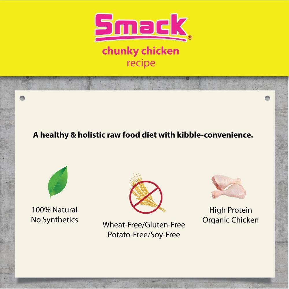 Detailed ingredient label of Smack Chunky Chicken dog food
