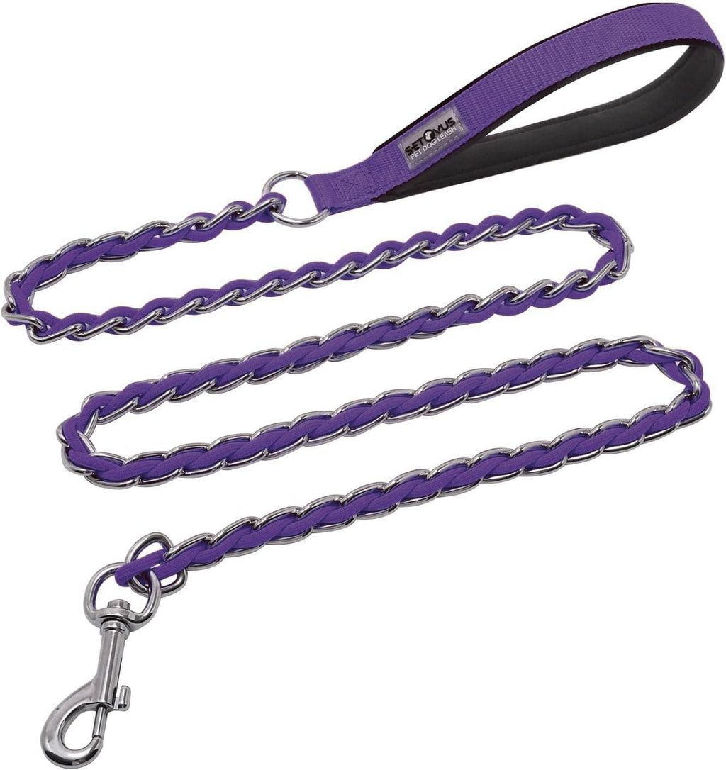 Chain Dog Leash Chew Proof Metal Leash for Medium Large Dogs, Chain Link Dog Anti Chew 5.2FT / 4FT Strong Anti Bite Comfortable Soft Padded Handle (Black, 4FT(30-80lb) - Image 11