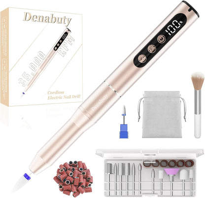 Denabuty cordless electric nail drill machine front view golden