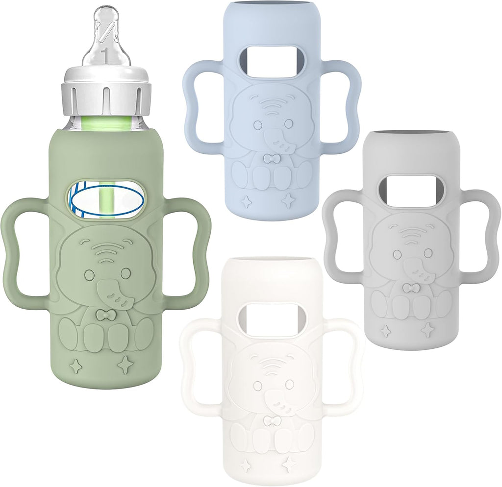 KingKam silicone sleeve set for Dr. Brown glass bottles front view