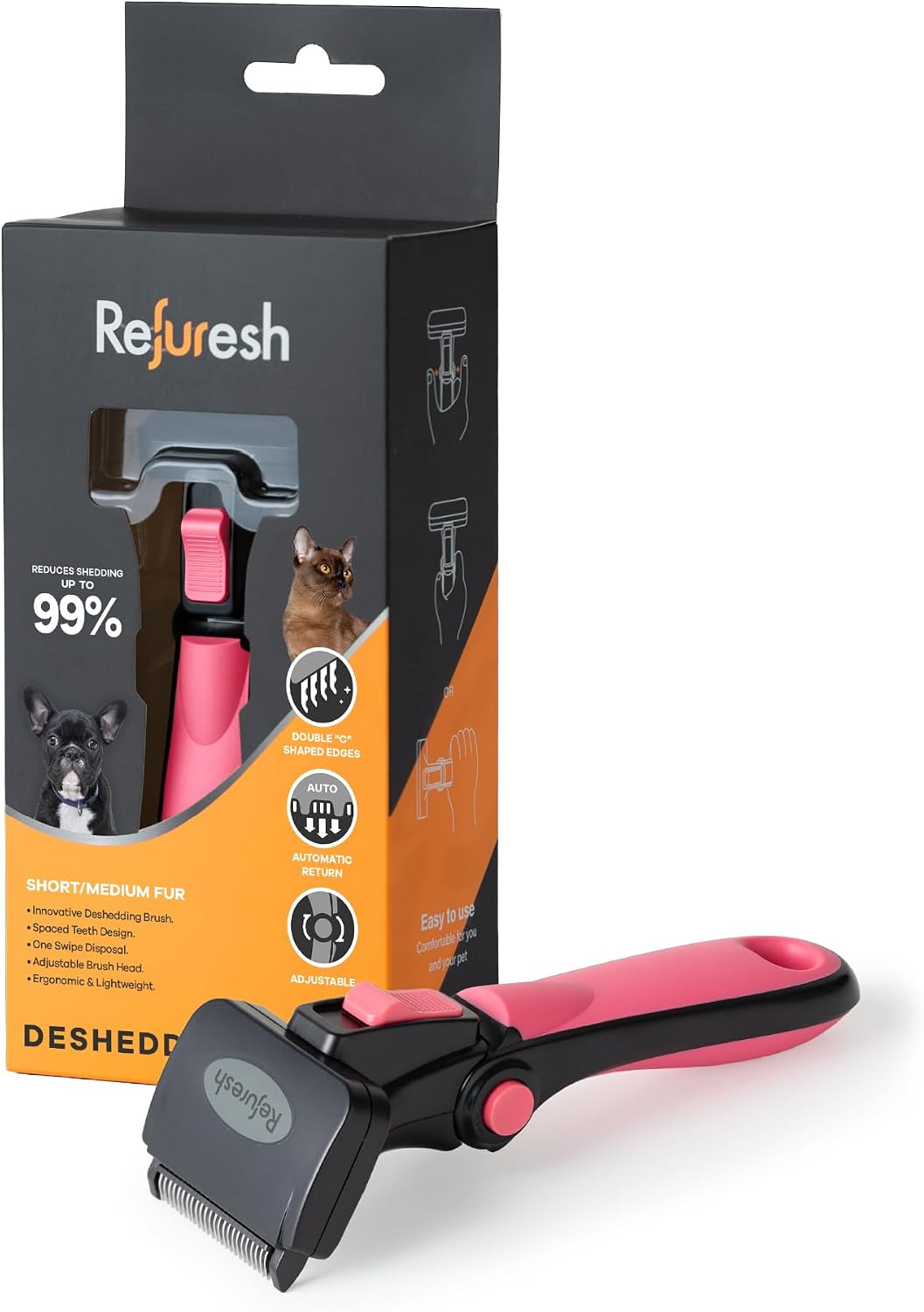 Deshedding Dog Brush for Short/Medium Hair (Medium,Red) - Gentle Deshedding Tool for Dogs & Cats - Reduces Shedding, Without damaging Topcoat. Removes Loose Fur & Dead Undercoat. - Image 11