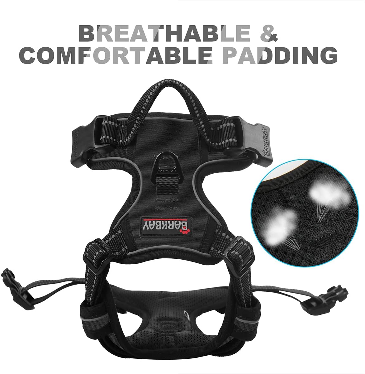 Adjustable straps on barkbay heavy duty dog harness