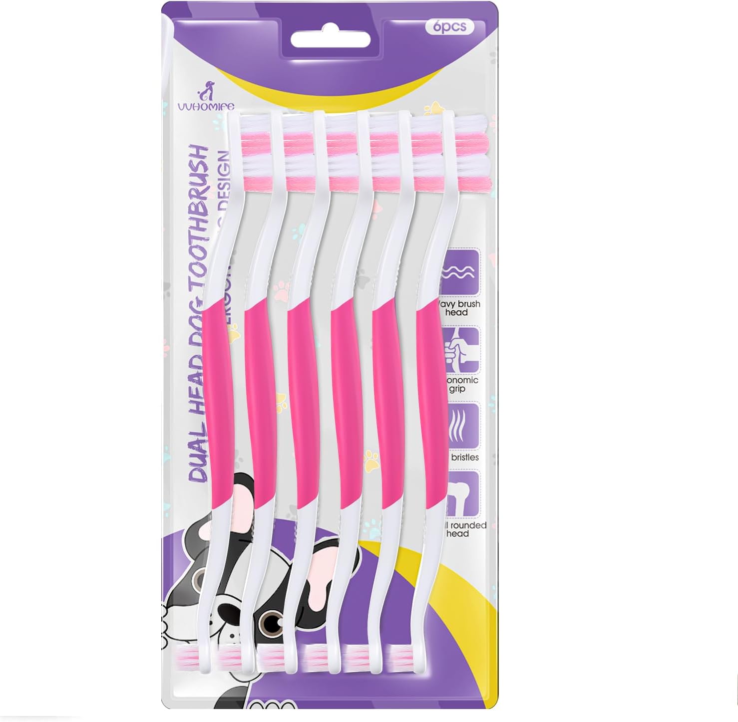 Dog Toothbrush, Dual-Head, for Medium Large Dogs, Purple | Soft Bristles for Gentle Cleaning ,60 degrees Curved Bristles for Better Coverage ,Comfortable for Sensitive Gums - Image 13