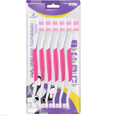 Dog Toothbrush, Dual-Head, for Medium Large Dogs, Purple | Soft Bristles for Gentle Cleaning ,60 degrees Curved Bristles for Better Coverage ,Comfortable for Sensitive Gums - Image 13