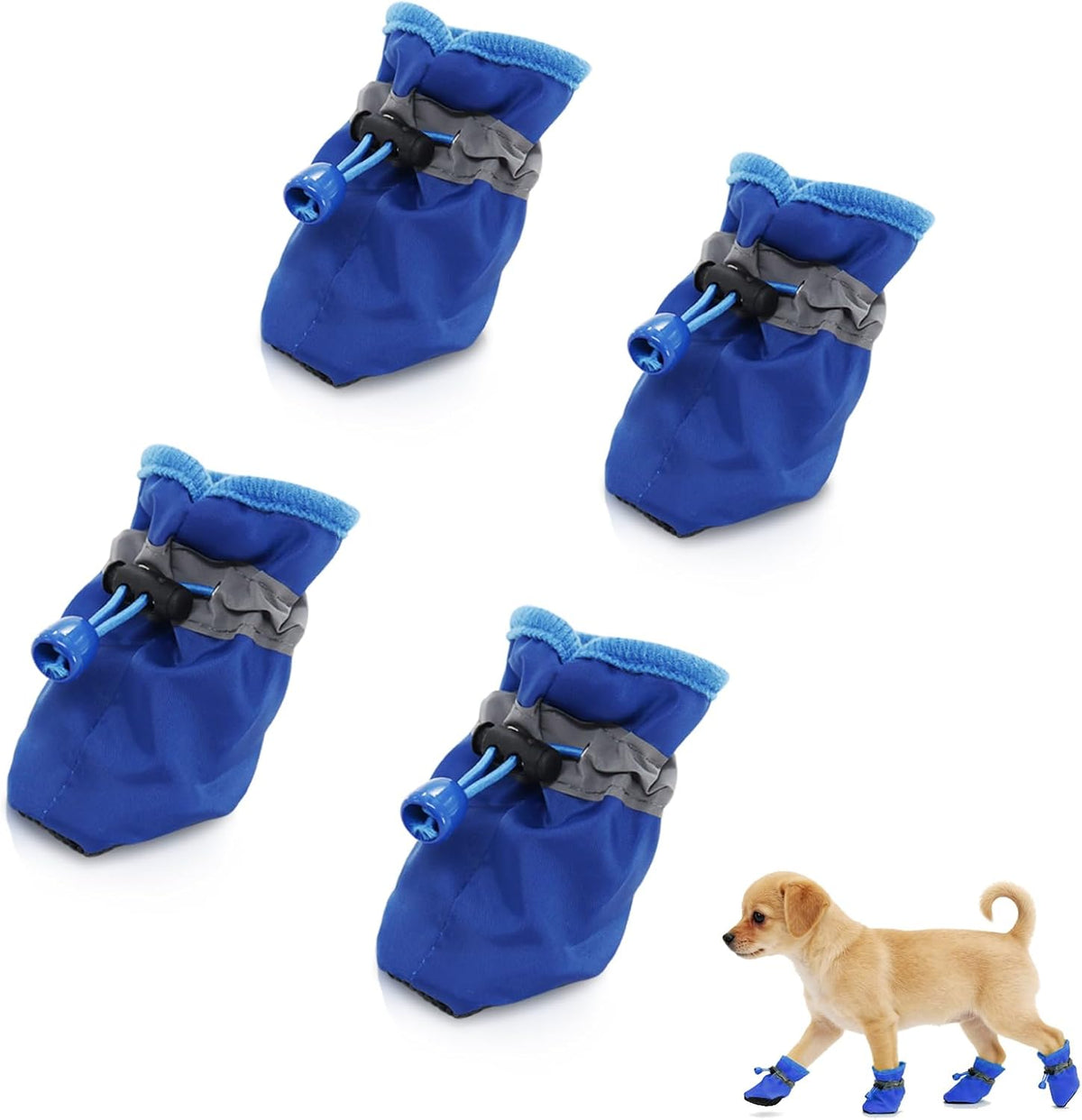 Andiker 4 Pcs Dog Shoes, Soft Breathable Dog Boots with Adjustable Drawstring Non-Slip Sole Easy to Clean Dog Paw Protectors for Outdoors Indoors in Spring Summer (Black, S) - Image 14
