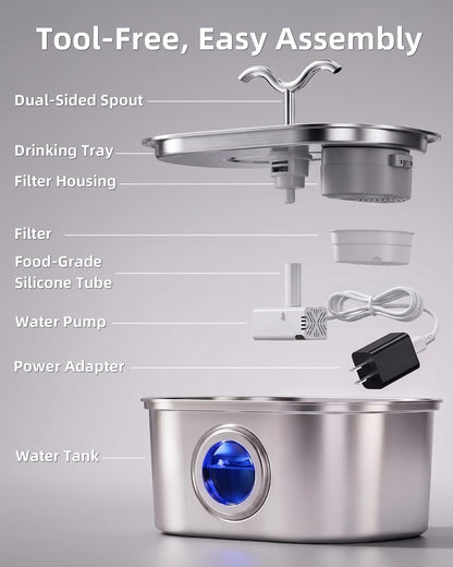 Quiet water pump for automatic pet fountain
