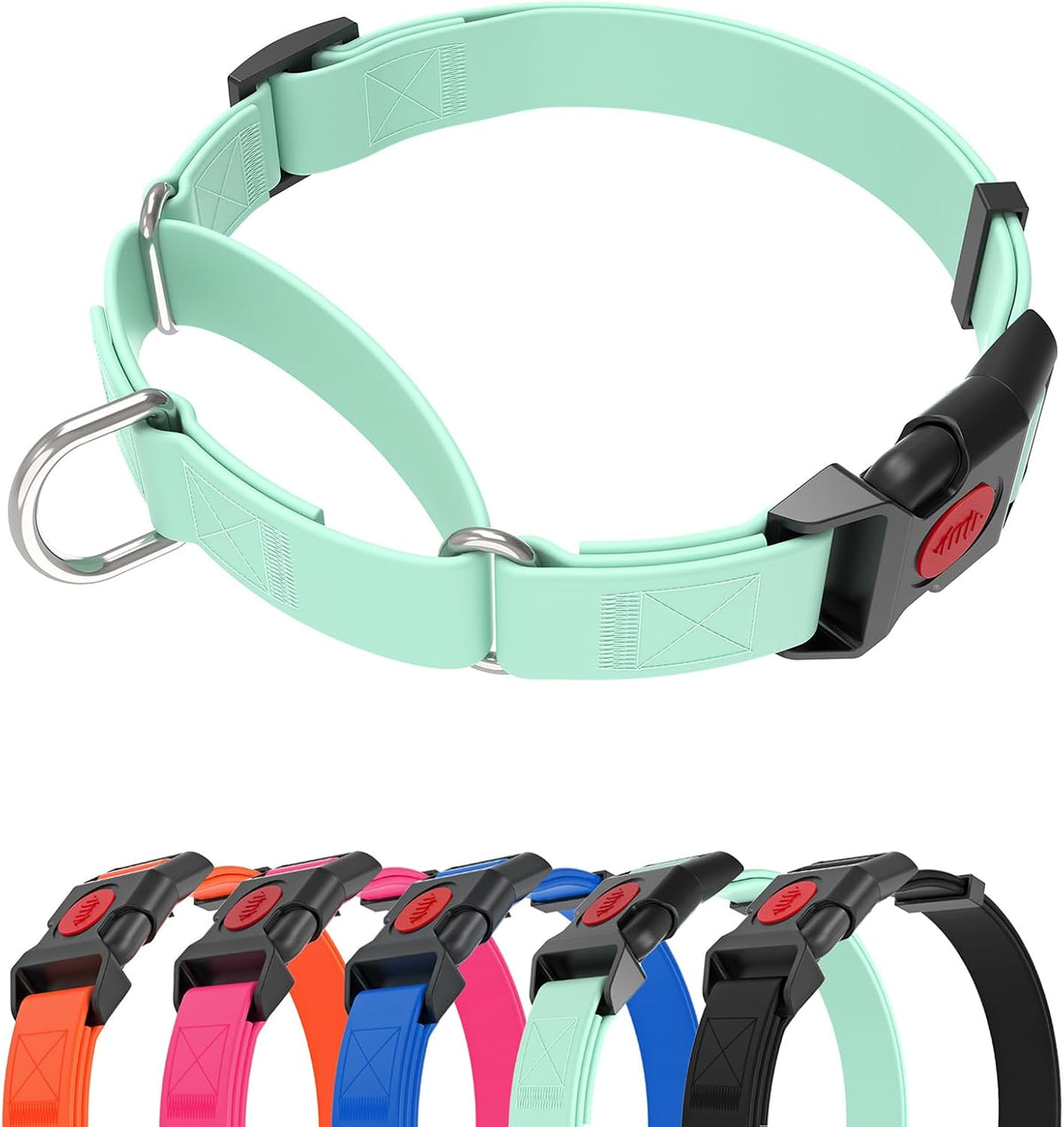Waterproof Martingale Collar for Dogs,Easy to Clean Dog Collars with Safety Quick Release Buckle,Rubber Collar for Medium Large Dogs Walking Training (Purple, M (16.5-20.8inch)) - Image 11