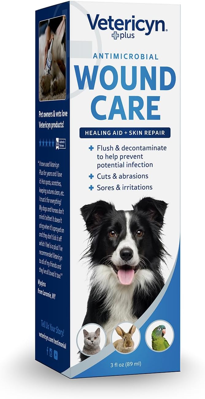 Premium imported USA dog wound care solution for flushing dirt from pet scratches