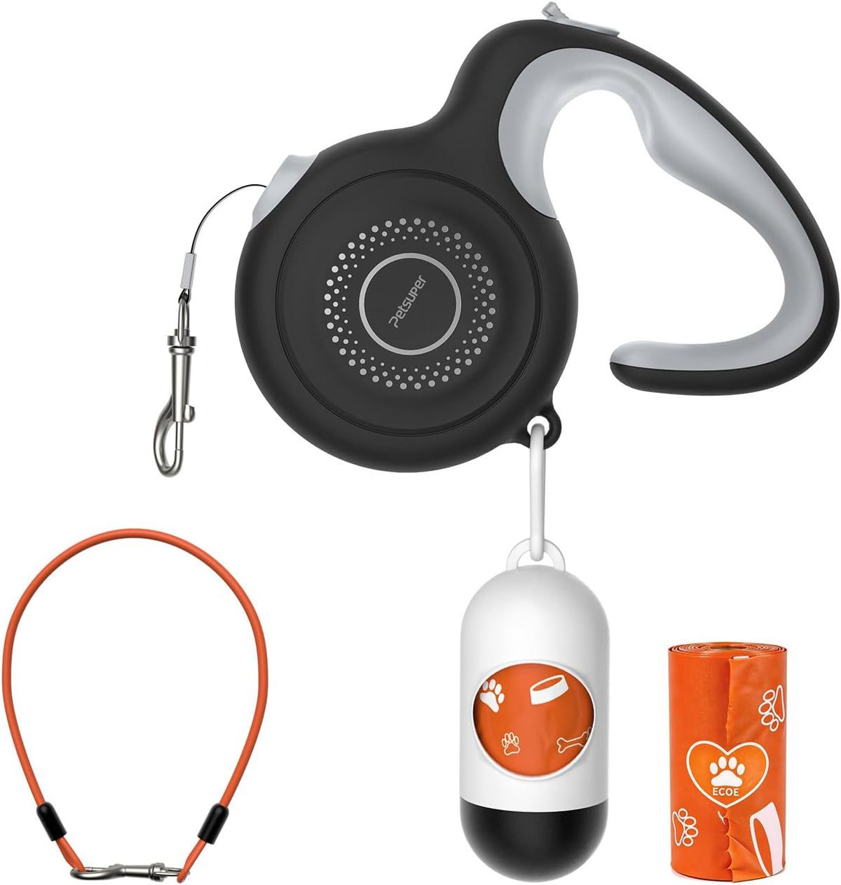 16Ft Auto-Brake Retractable Dog Leash with Chew-Proof Steel Cable, 360 degrees Tangle-Free, Shock Absorbing, Built-in Poop Bag Dispenser, Ergonomic Comfort Grip Handle for Medium Large Dogs Up to 130lbs - Image 10