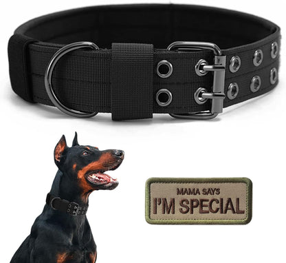 Periflowin tactical dog collar black front view
