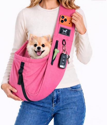 Pet Sling Carrier for Small Dogs and Cats 5-20lbs, Dog Sling with Adjustable Depth, Breathable Air Mesh Puppy Travel Bag, Water Resistant Fabric, Double Safety Leash, Machine Washable,Caramel - Image 10