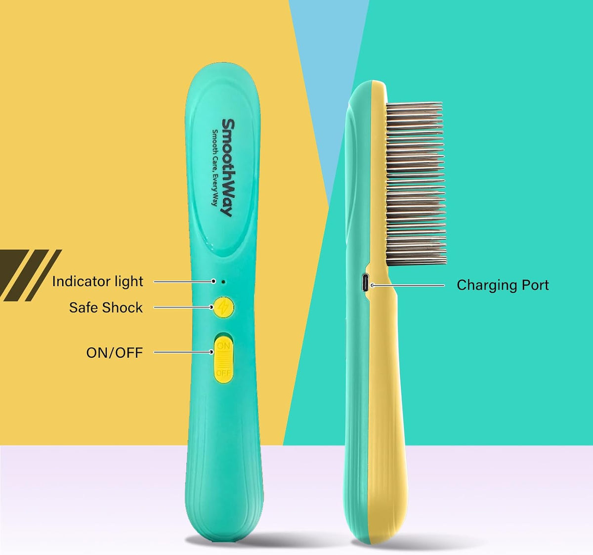 Smoothway flea comb ergonomic handle and design