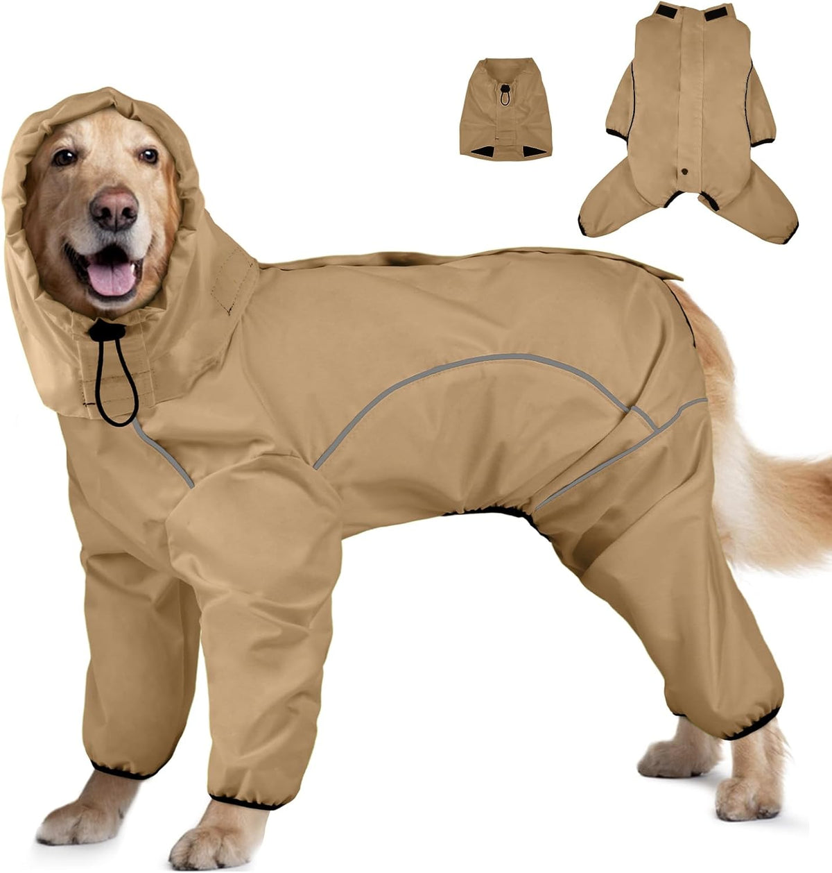 Dog Raincoat, Waterproof Dog Rain Jacket with Removable HoodAdjustable 4 Legs Pet Poncho with Leash HoleReflective Stripe Hooded Snowproof Windproof Clothes for Small to 3X-Large Dogs, 2XL - Image 10