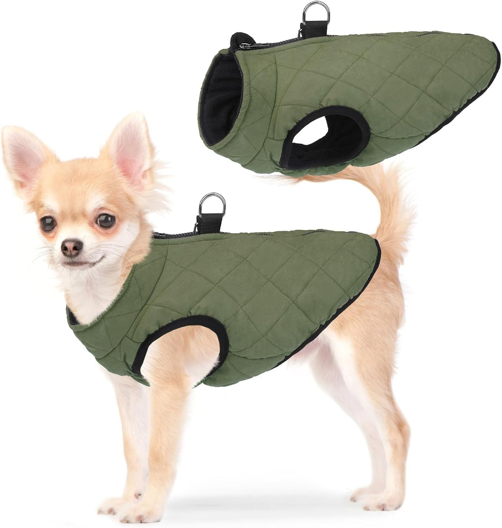Scenereal winter dog vest coat with built-in harness front view