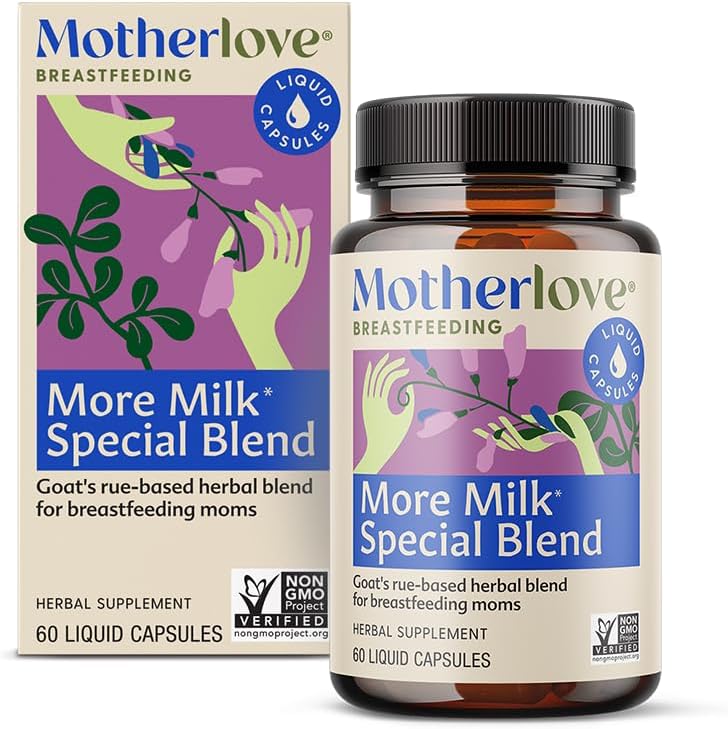 Motherlove More Milk Special Blend 60 liquid capsules front bottle view for lactation support
