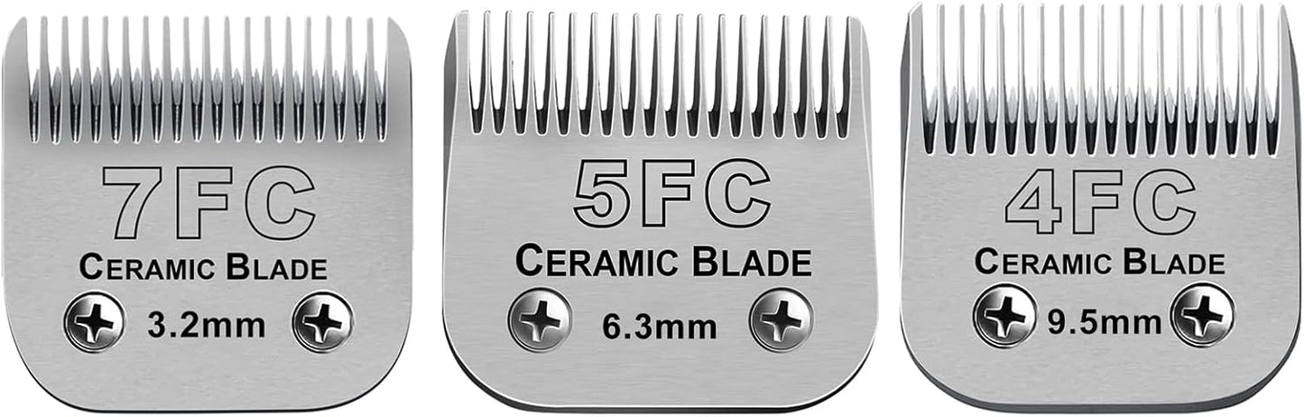 Size 40/10/7F/5F/4F Detachable Pet Dog Grooming Clipper Ceramic Blades Set,Compatible with Andis,Oster A5,Wahl KM10 Series Clippers,Cut Length 1/100"(0.25mm) to 3/8"(9.5mm),5 Pack - Image 13