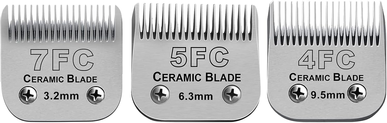 Size 40/10/7F/5F/4F Detachable Pet Dog Grooming Clipper Ceramic Blades Set,Compatible with Andis,Oster A5,Wahl KM10 Series Clippers,Cut Length 1/100"(0.25mm) to 3/8"(9.5mm),5 Pack - Image 13